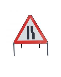Road Narrows Metal Sign