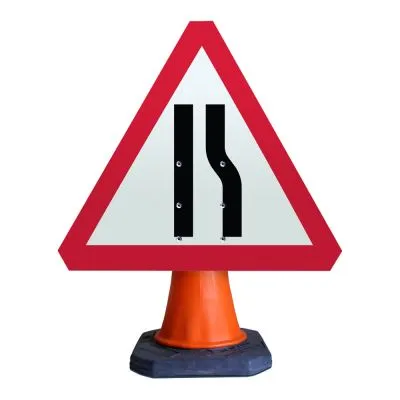 Road Narrows Right Cone Sign