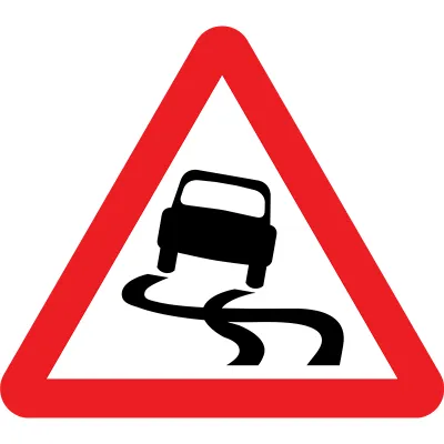 Slippery – Metal Road Sign