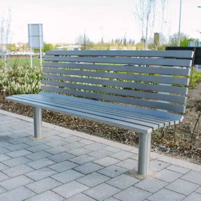 Slatted Steel Seat With Backrest